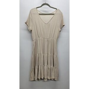 SHORT SLEEVE SMOCKED TIERED MINI DRESS